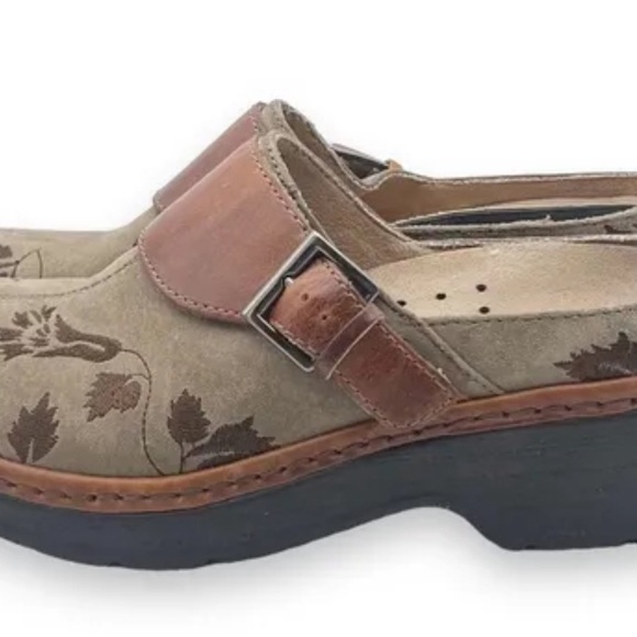 Klogs Austin Brown Suede Tapestry Buckle clogs size 7 work shoes - Picture 3 of 9